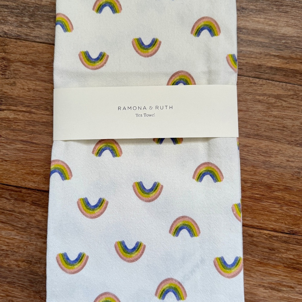 Ramona and Ruth rainbow tea towel- brand new!